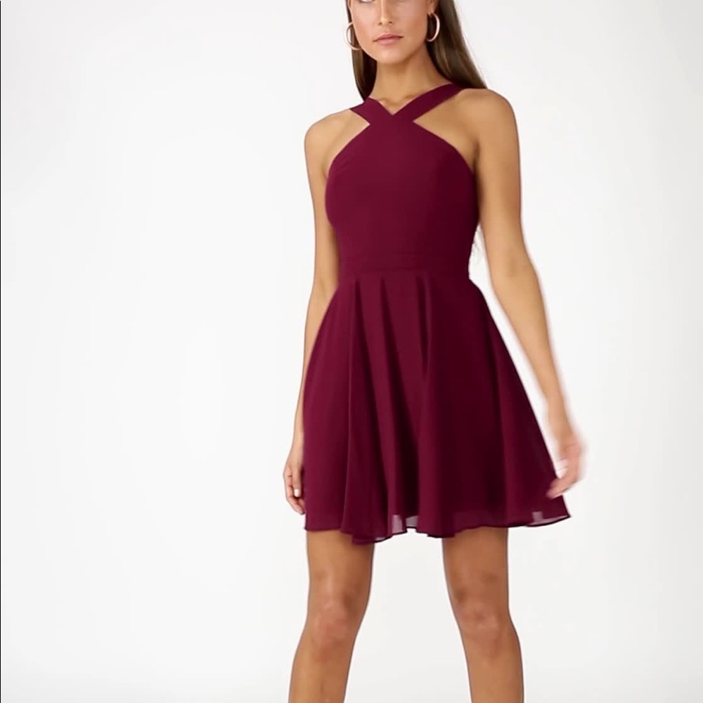 FOREVERMORE BURGUNDY SKATER DRESS